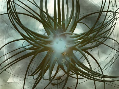 Propagate 3d abduction abstract blue cow digital art geometry graphic design model propagate space