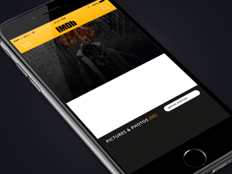 IMDB app animation animation app button flat mobile motion movie simple yellow