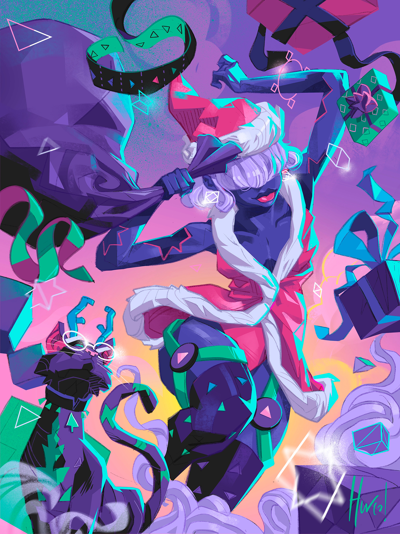 Here Come Gifts 🎁🙀 celebrations christmas cool gifts holiday illustration kitty santa klaus sexy xmas