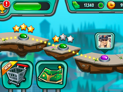 Citymap UI for Diner Dash city map diner dash game game ui mobile game