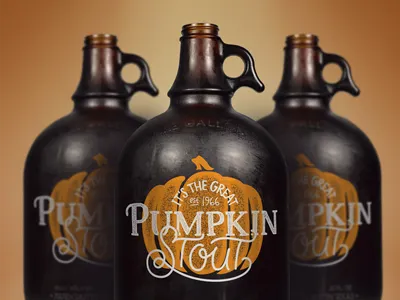 Pumpkin Contest | Pumpkin Stout beer bottle growler halloween handlettering mockup orange packaging pumpkin spiceworks stamp stout