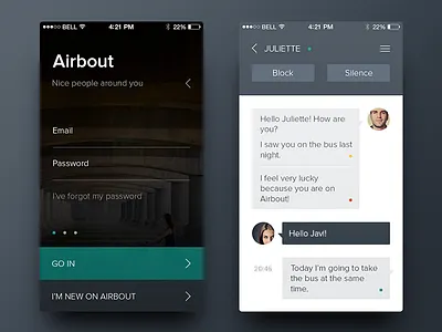 Login & Chat app chat date flirt login sign in sign up slide ui