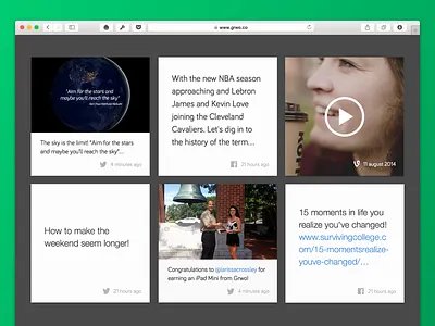 Grwo Social Feed design facebook feed grwo instagram interactive media social twitter vine web webdesign