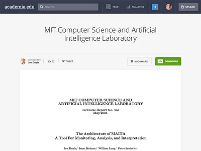 Academia.edu: Research Page UI app design download interface pdf product design research ui ux web design