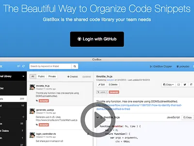 GistBox Marketing Site code gist labels tags