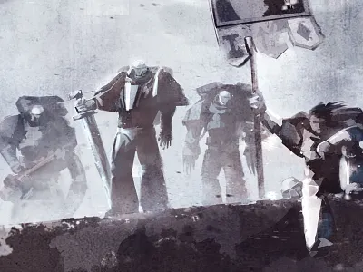 Sons of Fenris art digital art grunge illustration painting space marine spacemarine vikings war warhammer 40k warrior wolves