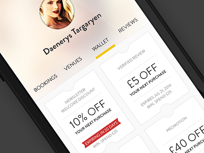 Wahanda Profile - Vouchers iphone mobile profile ui vouchers wahanda