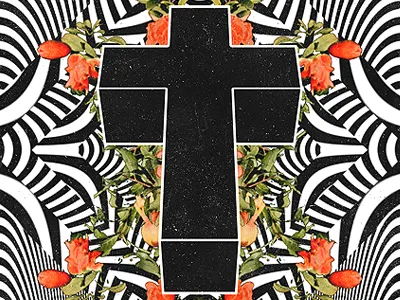 CN011 abstract art collage cross floral paper texture wip