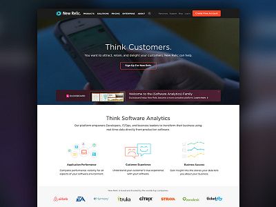New Relic Homepage analytics homepage new relic ui ux web web design