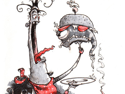 Day 15 of the Inktober Challenge characters drawing eating food hungry inktober monster pen ink sketch