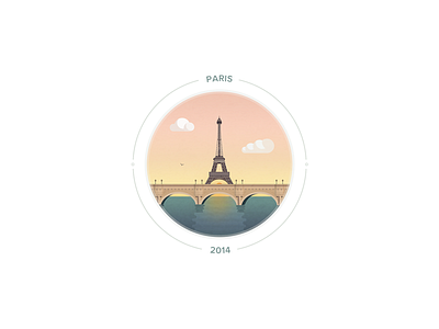 Sunset on Paris badge bridge cloud eiffel eiffeltower illustration paris sunset vector