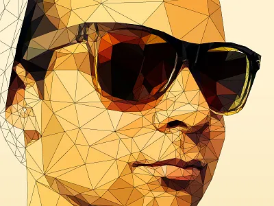 Low-Poly Illustration - DJ Vanic 3d art character clean design illustration low poly orange polygon portrait vector web