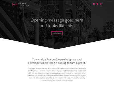 Arkansas Code Festival Website arkansas clean festival minimal website