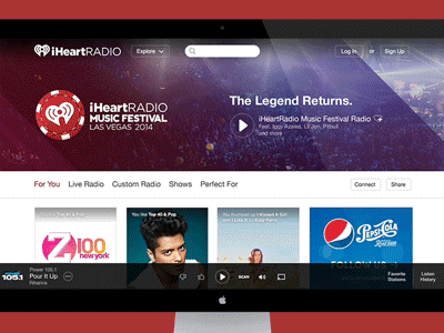 Hi Dribbble! iheartradio music streaming web web design