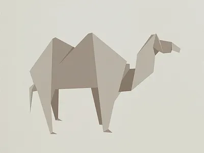 Camel Origami Illustration origami zoo poster