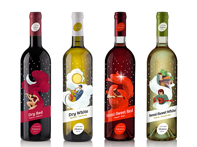 Songs Of Bacchus bottle dry ikano illustration label red semi song sweet white wine