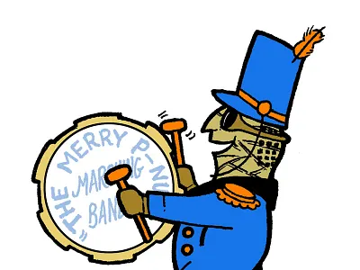 The Merry Marching Invisible Bass Drum Player design illustration peanut texture