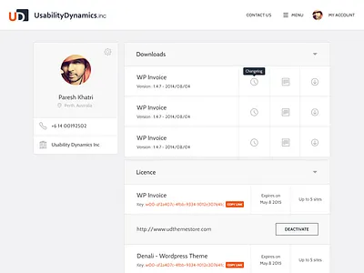 UD - Client Account account admin dashboard my ui ux