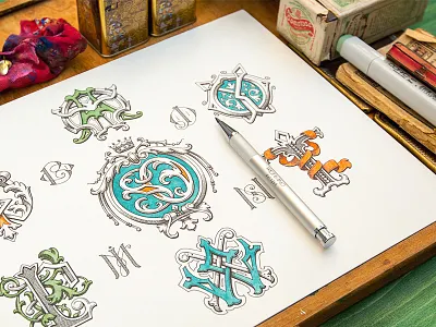 Monogram badge branding identity letter logo logotype monogram sketch type typography