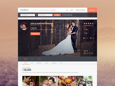 Photographer Profile bangalore camera flat ui india kerala photographers photography profile page psd ui design web app website