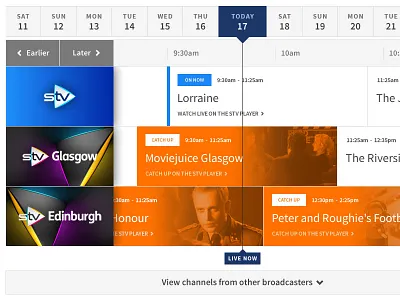 TV Guide blue grey grid live luminosity opacity orange source sans pro stv stv player symbolset tiles