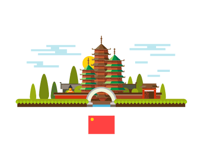 Welcome to world, flat landscape series brasil building china color east egypt france india japan paris russia usa