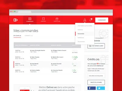 Deliver.ee // Mes Commandes dashboard interface seempl studio ui user experience ux webdesign website