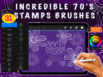 Incredible 70's Stamps Brushes, Procreate Stamps, Brush Pack 3d agency animation behance brand identity branding branding agency design graphic design graphics illustration logo logo design logofolio motion graphics packaging packaging design stationery typography ui