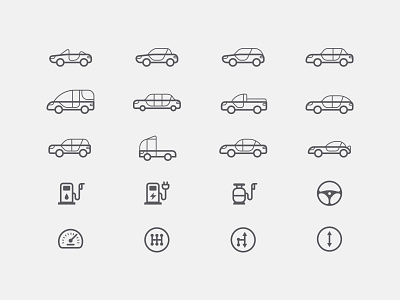 Car Specifications Icons automatic car convertible coupe electric hatchback icons luxury minivan models sedan trucks
