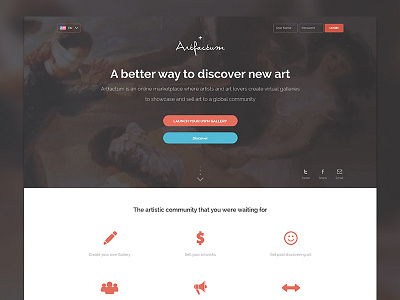 Artfactum Landing Page Design art art lovers home design homepage landing page product design product designer web design web layout website design website landing page website layout