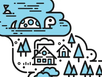 Ampersand Life ampersand blue cabin city space trees