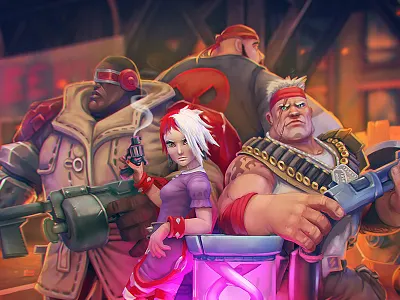 "Clones’ Crusade" splash screen cartoon characters dna fighter girls illustration men mobile game ny power and force team weapon