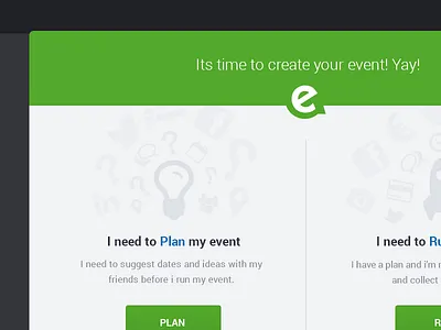 Creat Event cta flat green icons modal
