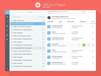 cMusic Event Page app application audio cmusic desktop event events music player web