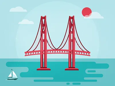 H - 36 Days of Type 36days h 36daysoftype bridge flat gif goldengatebridge illustration lettering sanfrancisco type typography