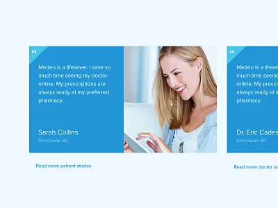 Testimonials section cards health healthcare medeo testimonials