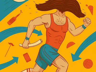 nFusion ’Stache Dash arrows comic lines moustache poster runner yellow