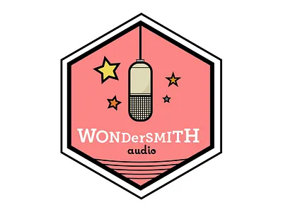 Wondersmith Logo Sketch boston branding forrest james illustration logo mark microphone pink vector