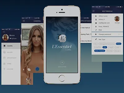 L'essentiel application branding camera design haircare loreal ui uiux