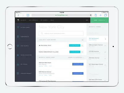 CompStak Exchange on iPad backbone comps design development ipad responsiveness ui ux