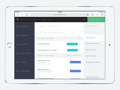 CompStak Exchange on iPad backbone comps design development ipad responsiveness ui ux