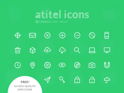 Free Icon Set [1] - 56 High-Quality Icons 24px design flat icon free freebies high quality icon design icon set outline photoshop psd v1