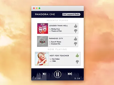 Pandora One Mini Player audio cards desktop gradient music navy pandora player
