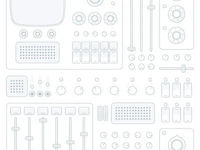 Control Panel analog computer dials switches