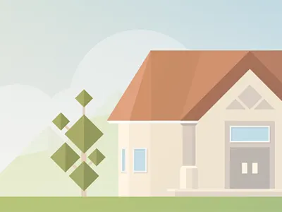 Vacation flat house illustration mountains vacation