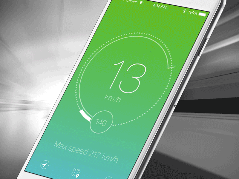 Travel Speed iOS app animation app design ios iphone speed template tracking travel ui ux