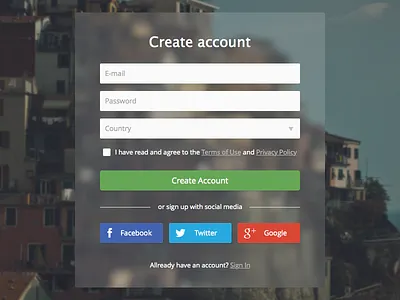 Create Account Transparent Form blur clean create account debut flat form sign up signup transparent