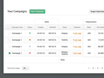 Your Campaigns 1x 2x dashboard design icons interface retina ui user experience user interface ux