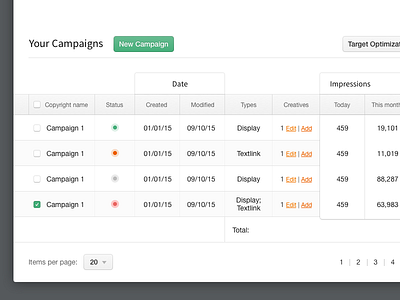 Your Campaigns 1x 2x dashboard design icons interface retina ui user experience user interface ux