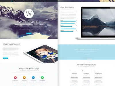 Fox W Yosomite (Official) apple elegant home page premium psd psd psd download psd template thefox yosemite